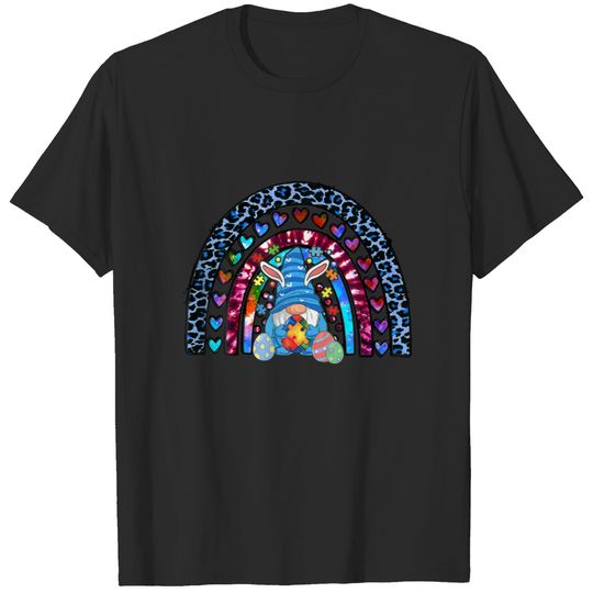Cute Gnome Leopard Rainbow Autism Awareness Easter T-shirt