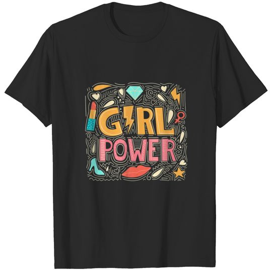 Women's Girls Motivational Quotes Girl Power Doodl T-shirt