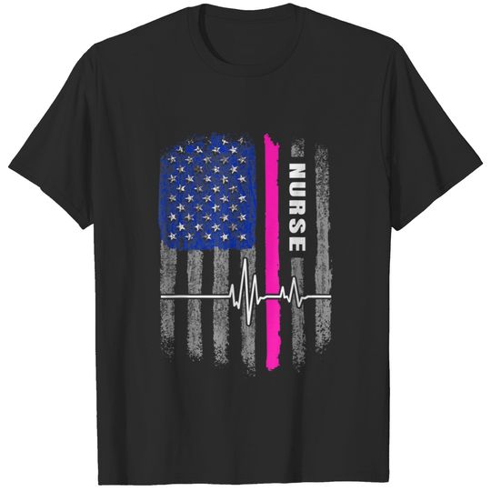 USA American Flag Patriotic Nurse Week Nursing Gif T-shirt