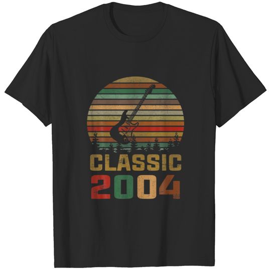 Retro Vintage Classic 2004 18Th Birthday Guitar Pl T-shirt