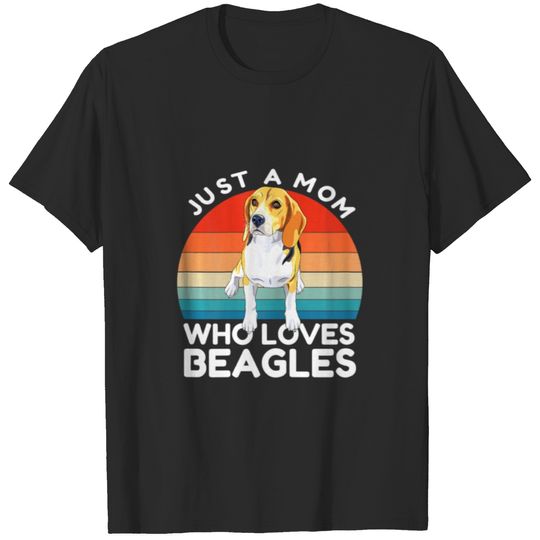Womens Just A Mom Who Loves Beagles Vintage Mother T-shirt