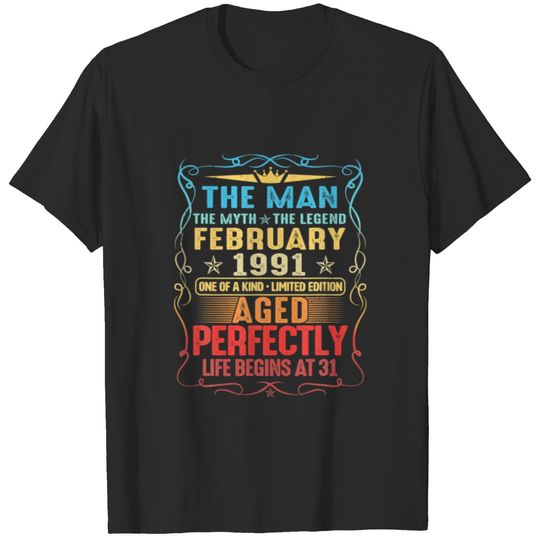 31St Birthday Decorations Men Awesome Since Februa T-shirt