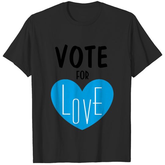 VOTE for LOVE Blue Heart Cute Print T-shirt