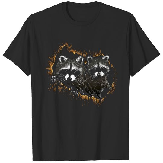 realistic raccoon animals - Raccoons Night T-shirt