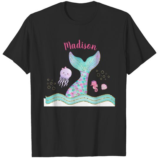 Mermaid Pink Gold Under The Sea Girl T-shirt