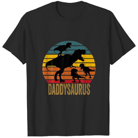 Daddy Dinosaur Daddysaurus 3 Three Kids Gift T-shirt