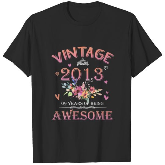 9 Years Old 9Th Birthday Vintage Awesome 2013 Gift T-shirt