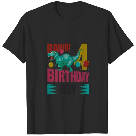 Kids Birthday Trex Dinosaur 4Th Birthday Boy 4Th B T-shirt