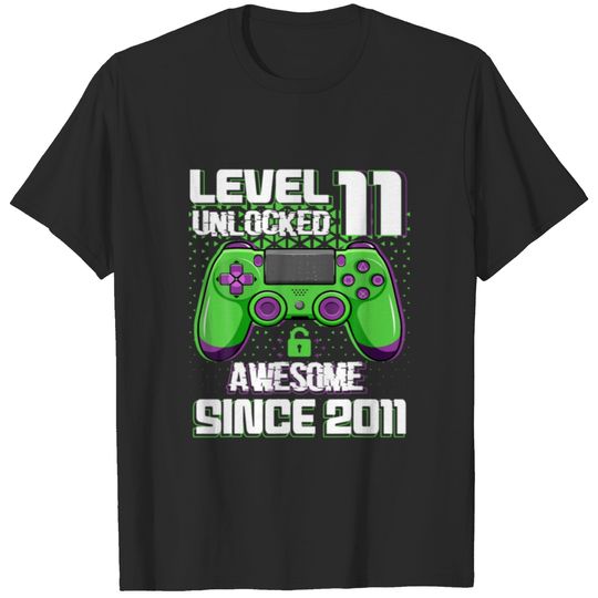 11 Yrs Old Gift Boy Level 11 Unlocked Awesome 2011 T-shirt