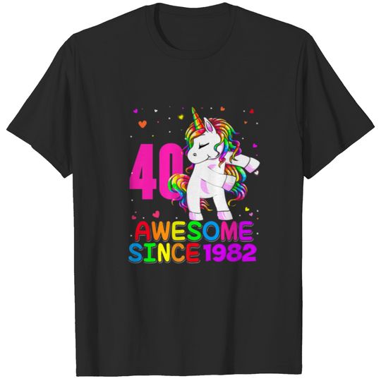 40 Years Old Unicorn Flossing 40Th Birthday Girl U T-shirt