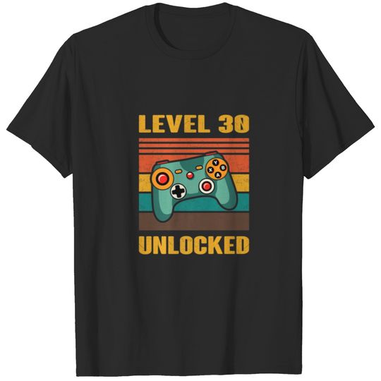 30Th Birthday 30 Year Old Gift Level 30 Unlocked V T-shirt