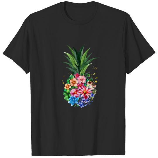 Pineapple Flowers Women Aloha Hawaii Vintage Hawai T-shirt