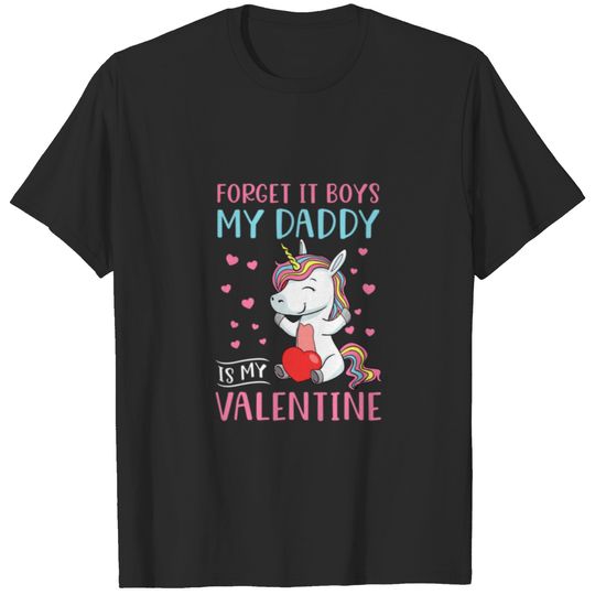 Kids My Dad Is My Valentine Unicorn Hearts Kids Gi T-shirt