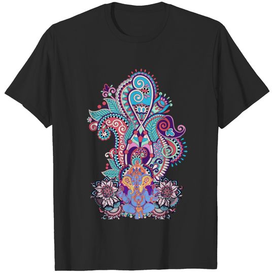 Ganesh Beloved Hindu Elephant God Paisley Motif T-shirt