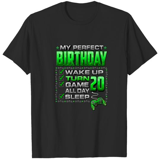 Wake Up Turn 20 Game All Day Gamer 20Th Birthday P T-shirt