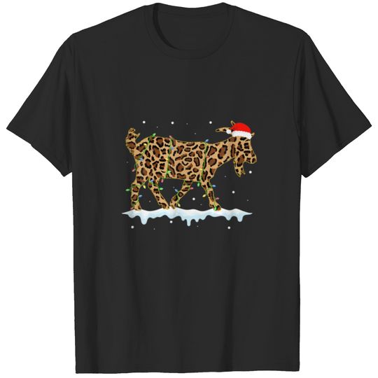 Goat Christmas Leopard Lights Xmas Matching Family T-shirt