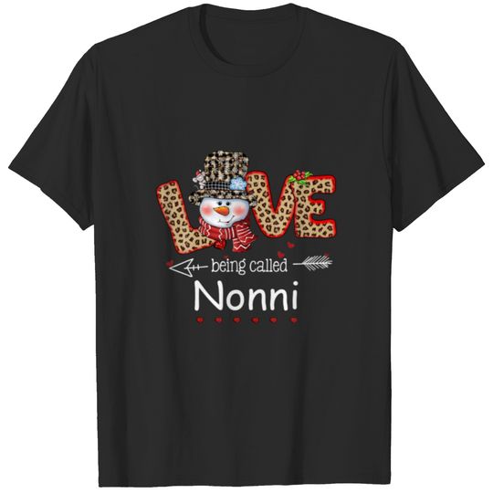 Love Being Called Nonni Snowman Christmas Leopard T-shirt