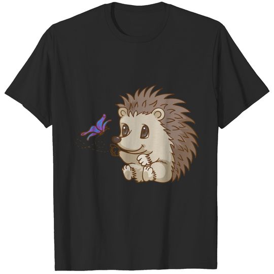 Butterfly Lover | Hedgehog And Flying Butterfly T-shirt