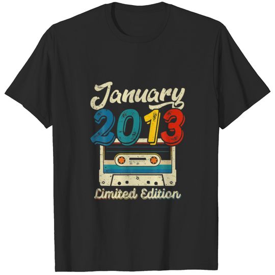 Retro January 2013 Cassette Tape 9Th Birthday Deco T-shirt