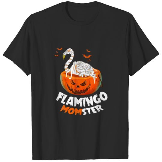 Funny Flamingo Momster Pumpkin Halloween T-shirt