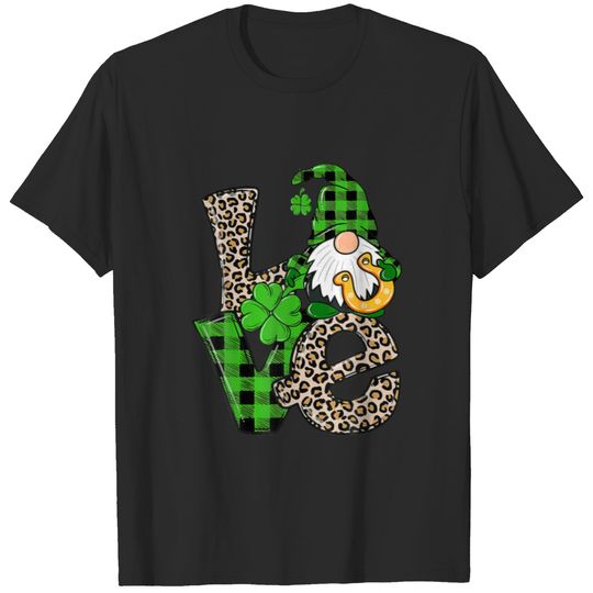 St Patrick's Day Love Gnomes Shamrock Horseshoe Ir T-shirt