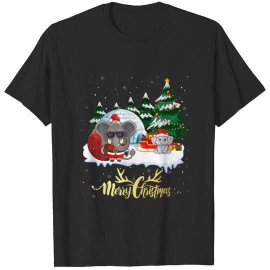 Cute Elephant Santa Merry Christmas Elephant Lover T-shirt