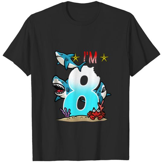 Kids 8Th Birthday Sharks Underwater Kids T-shirt