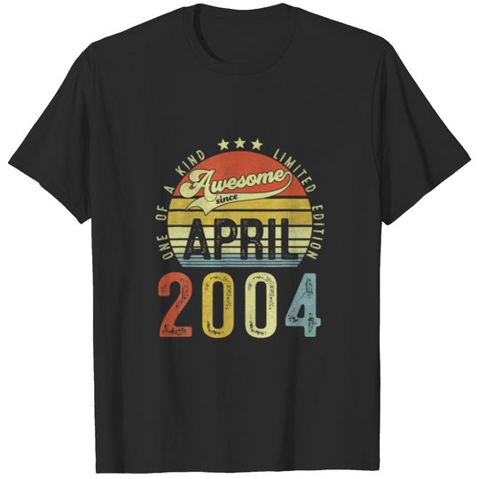 Awesome Since April 2004 Vintage 18Th Birthday For T-shirt