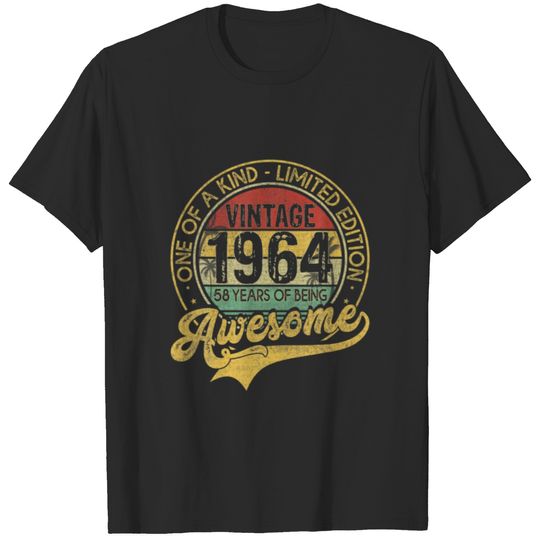 Vintage 1964 58 Years Born In 1964 58Th Birthday D T-shirt