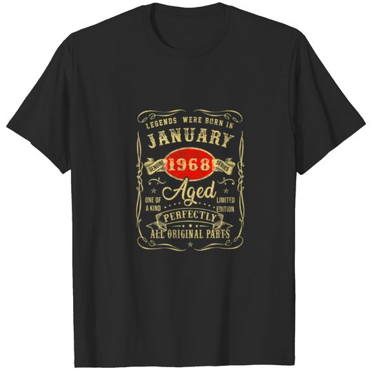 54Th Birthday Gift Legends Born In January 1968 54 T-shirt