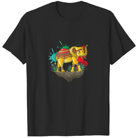 Happy Holi Colors India Hindu Spring Elephant Art T-shirt