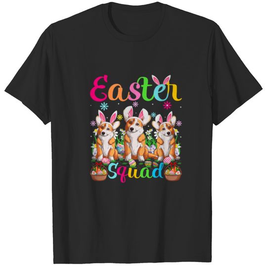 Funny Easter Squad Bunny Ear Welsh Corgi Dog Happy T-shirt