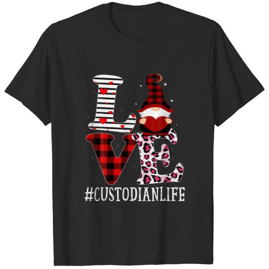 Custodian Love Leopard Red Plaid Appreciation Vale T-shirt
