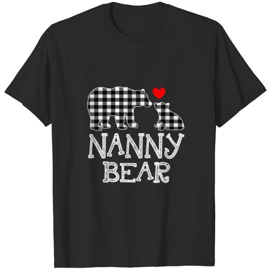 Nanny Bear Christmas Pajama Black And White Buffal T-shirt