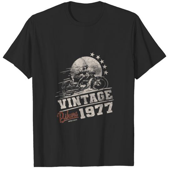 Vintage 1977 Bikers 45Th Birthday 45 Yrs Biker Mot T-shirt