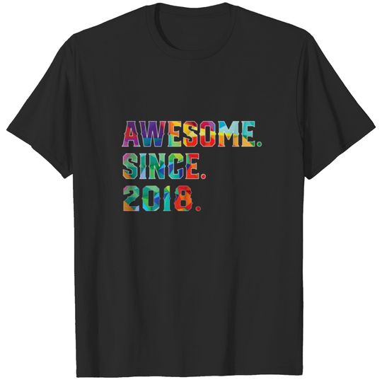 Kids 4 Year Old Birthday Gifts Awesome Since 2018 T-shirt