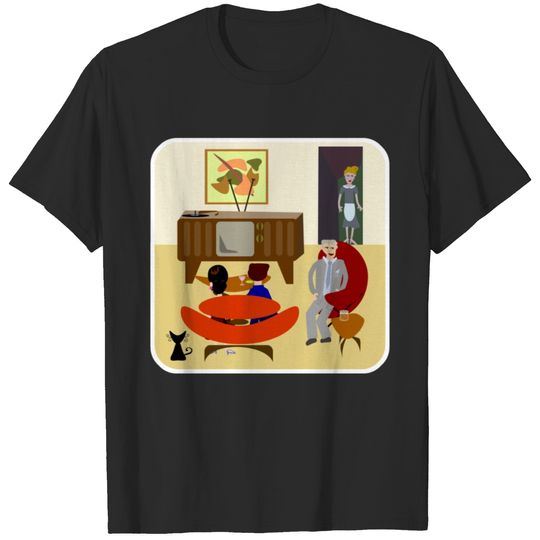 Cool Retro Living Characters at Home Art design T-shirt