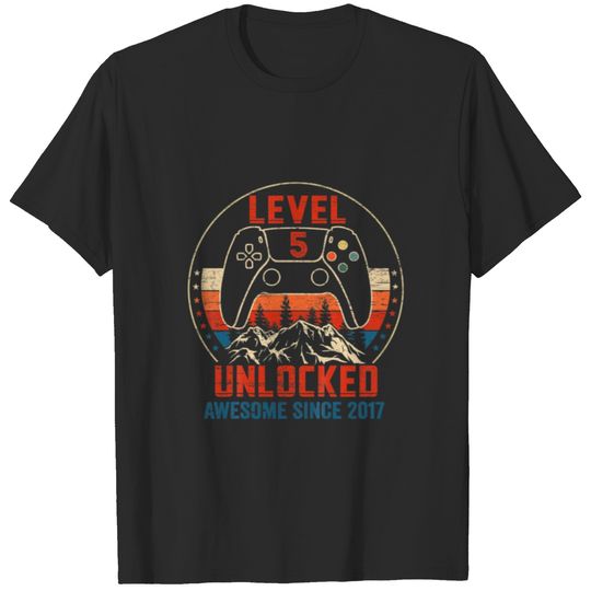 Kids Level 5 Unlocked Video Gamer Awesome Since 20 T-shirt