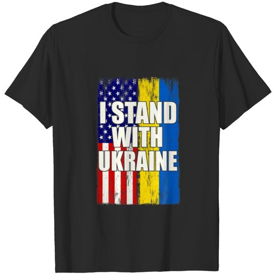 I Stand With Ukraine Flag American Flag T-shirt