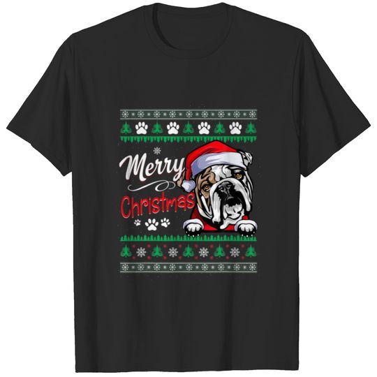 Merry Christmas Dog English Bulldog Ugly Christmas T-shirt