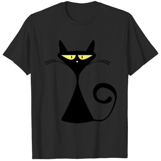 Black Cat Cartoon Silhouette T-shirt