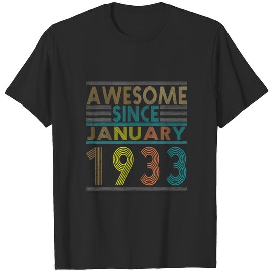Awesome Since January Born In 1933 Vintage 89Th Bi T-shirt