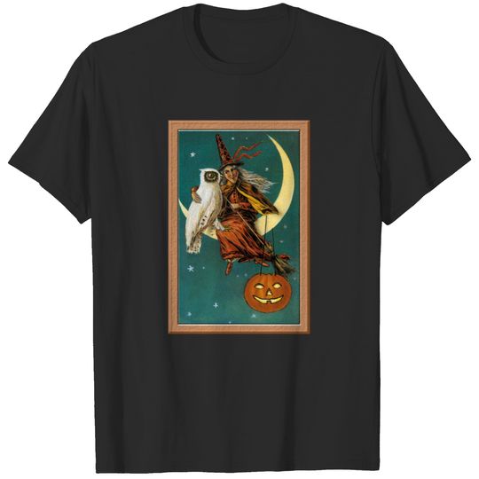 Nostalgic Happy Halloween Witch & Owl T-shirt