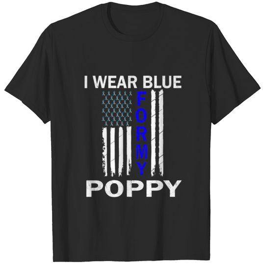 I Wear Blue For My Poppy Diabetes Awareness Suppor T-shirt