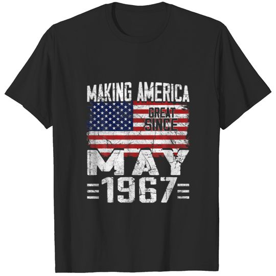 54Th Birthday Gift May 1967 American Flag 54 Years T-shirt