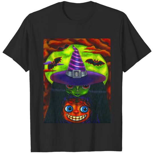 Big Eye Halloween Witch Smiling Pumpkin T-shirt