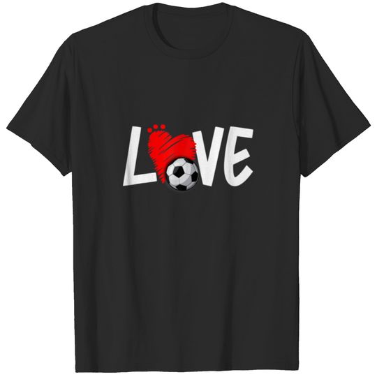 Cute Valentines Day Couple Hearts Soccer Sports Lo T-shirt