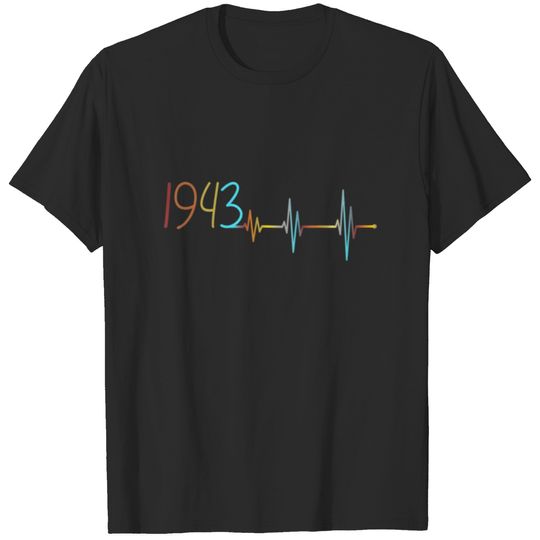 Birthday Cool Heartbeat ECG Year Born 1943 Vintage T-shirt