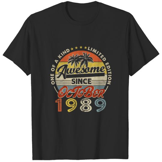 Happy 32Nd Birthday Vintage October 1989 32Years O T-shirt