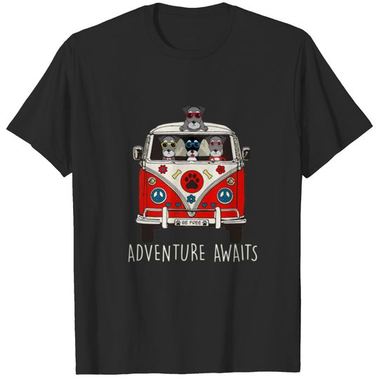 Schnauzer Adventure Awaits Artwork Camper T-shirt